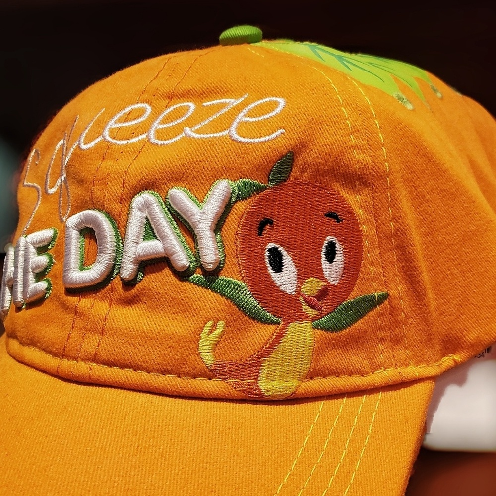 DISNEY PARKS ORANGE BIRD SQUEEZE THE DAY HAT - Picture 3 of 6